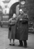 Mario Benzing and his wife Giovanna by the Roman Arches of Piazza Cavour in Milan, 1952